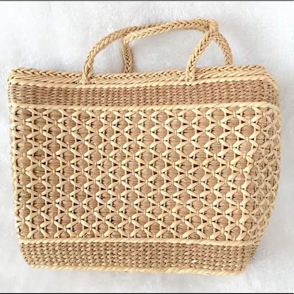 Handbags - Straw Bag Summer Market Beach Tote Woven Basket
